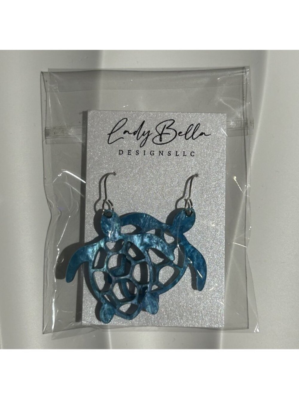 Turtle Blue Dangle Earrings Ocean Lady Bella Designs Sea Life Summer Gift NEW - Picture 11 of 12